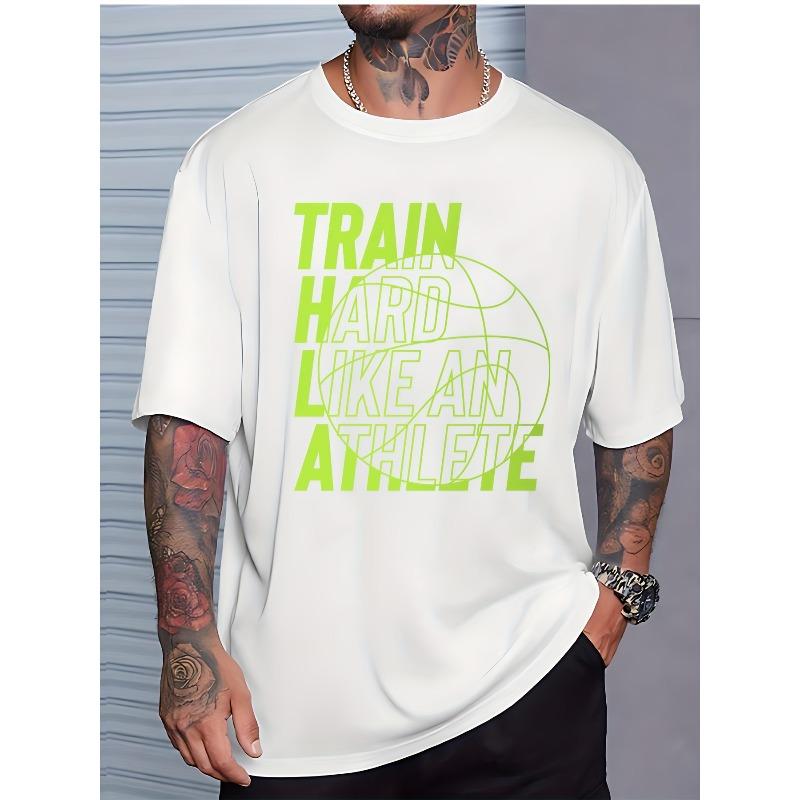 

Мужская уличная футболка, принт ТРЕНИРУЙСЯ УСЕРДНО КАК СПОРТСМЕН , футболка с коротким рукавом и круглым вырезом для спортсменов, любителей фитнеса, для зала и на каждый день S белый
