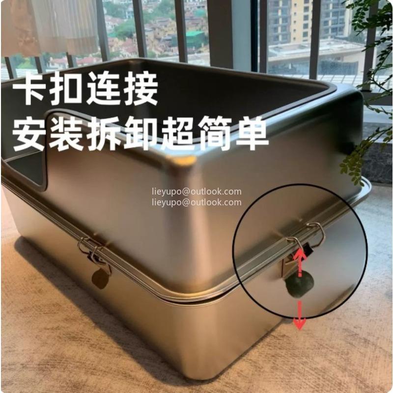 Extra Large Fully Enclosed Stainless Steel Cat Litter Box Is Leak-proof and Deodorizing