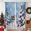 Vintage Red Plaid Christmas Pattern Printed Curtains Fireplace Christmas Tree Decoration Curtains Restaurant Party Decoration