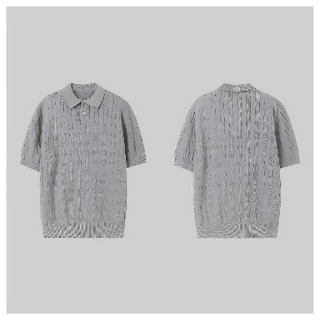 Men's Trendy 2025 High-End Knitted Polo Shirt - Short Sleeve, Breathable, Summer Collared Casual Wear