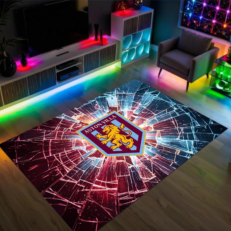 Aston Villa Voetbal Design Kristal Fluweel Tapijt Gezellig Niet?Antislip Bedrukt Tapijt Voor Slaapkamer Woonkamer Entree