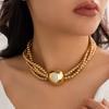 Exaggerated Large Round Bead Pearl Collarbone Item Jewelry Necklace Hip Hop Trend Multi-Layer Chain Necklace