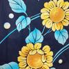 Kyoto Kimono Yuzen Girls' 2-Piece Yukata Set with Obi, Cotton, Summer, Kids' Floral Print, Dark Navy (Sunflower) Kimono, 130cm
