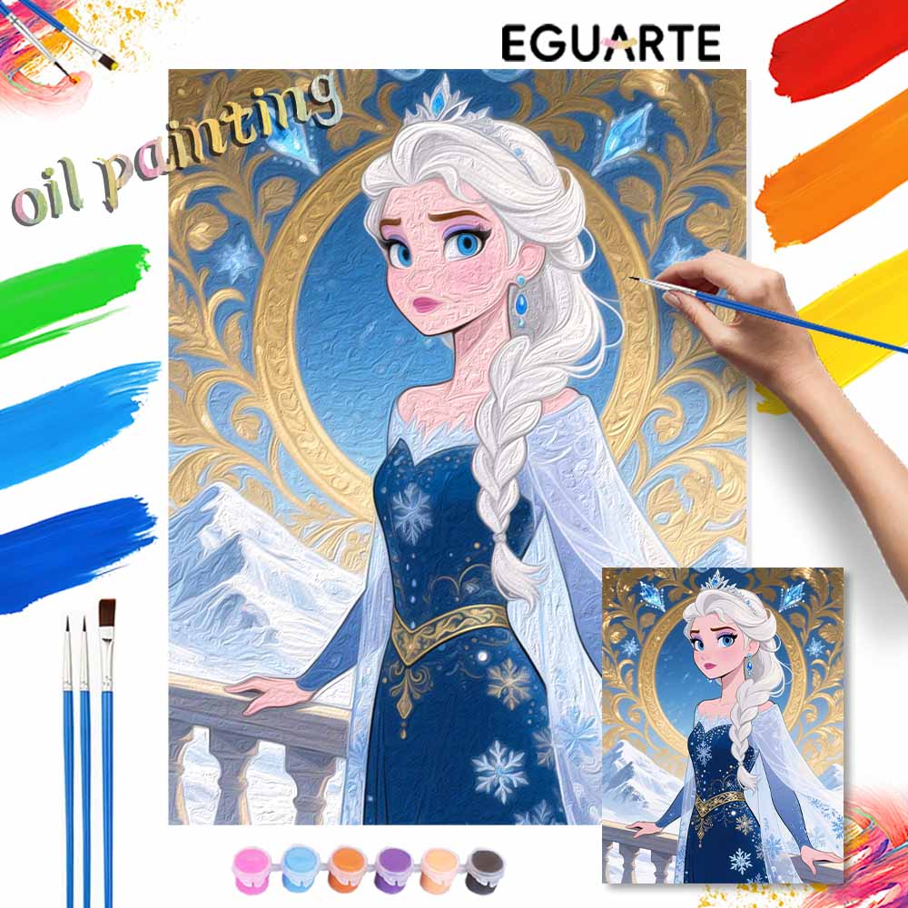 Disney digital oil painting art kit ice queen snow magic handmade diy home decorations