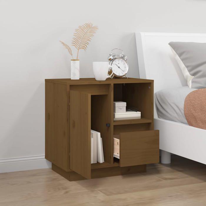 Exclusive House - Honey Brown Bedside Table 50x34x50 Cm Solid Pine Wood