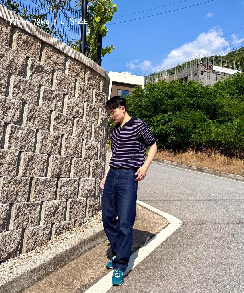 CUZNELLO Cool Cotton Striped Polo Short Sleeve Knit_Navy