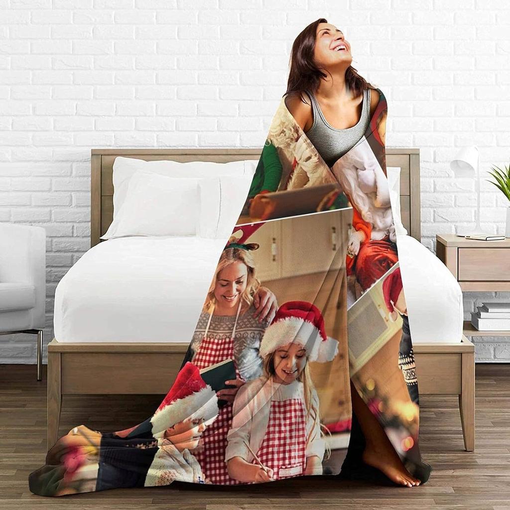 Blanket With Po Text Blanket Adult Children'S Birthday Christmas Halloween Flannel Blanket