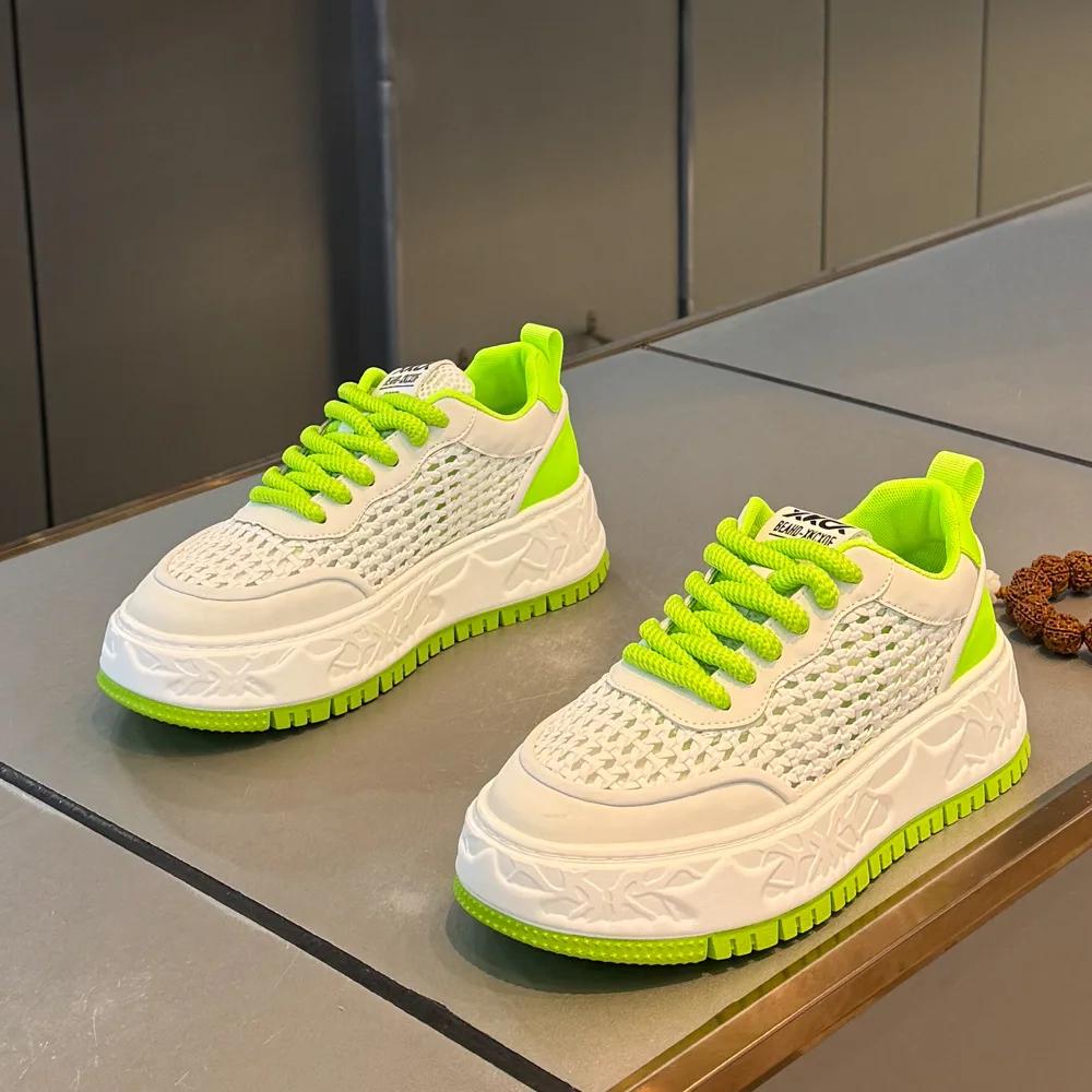 Fashion Fashion Versatile White Men Sport Shoes Platform Thick Sole Casual Sneakers Breathable Lightweight Running Shoes Tennis Shoes