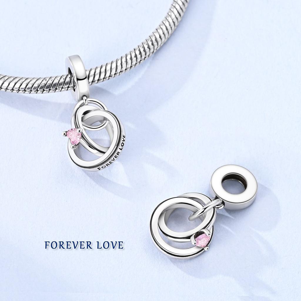 Valentine'S Day Charms Copper Beads Couple Lover Heart Original Pendnat Fit Bracelet Diy For Lady Jewelry Gift