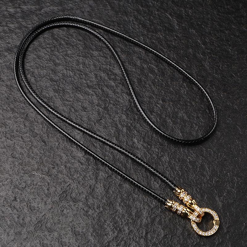 Chaîne de Pendentif Bouddhiste Thaïlandais Réglable Corde de Collier Simple Avec Boucle Cercle de Lotus en Zirconium Micro-Diamant