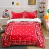 Red Paisley Bandana Set Bedding Duvet Cover Set (1*Duvet Cover 2*Pillowcases, Without Duvet Insert)