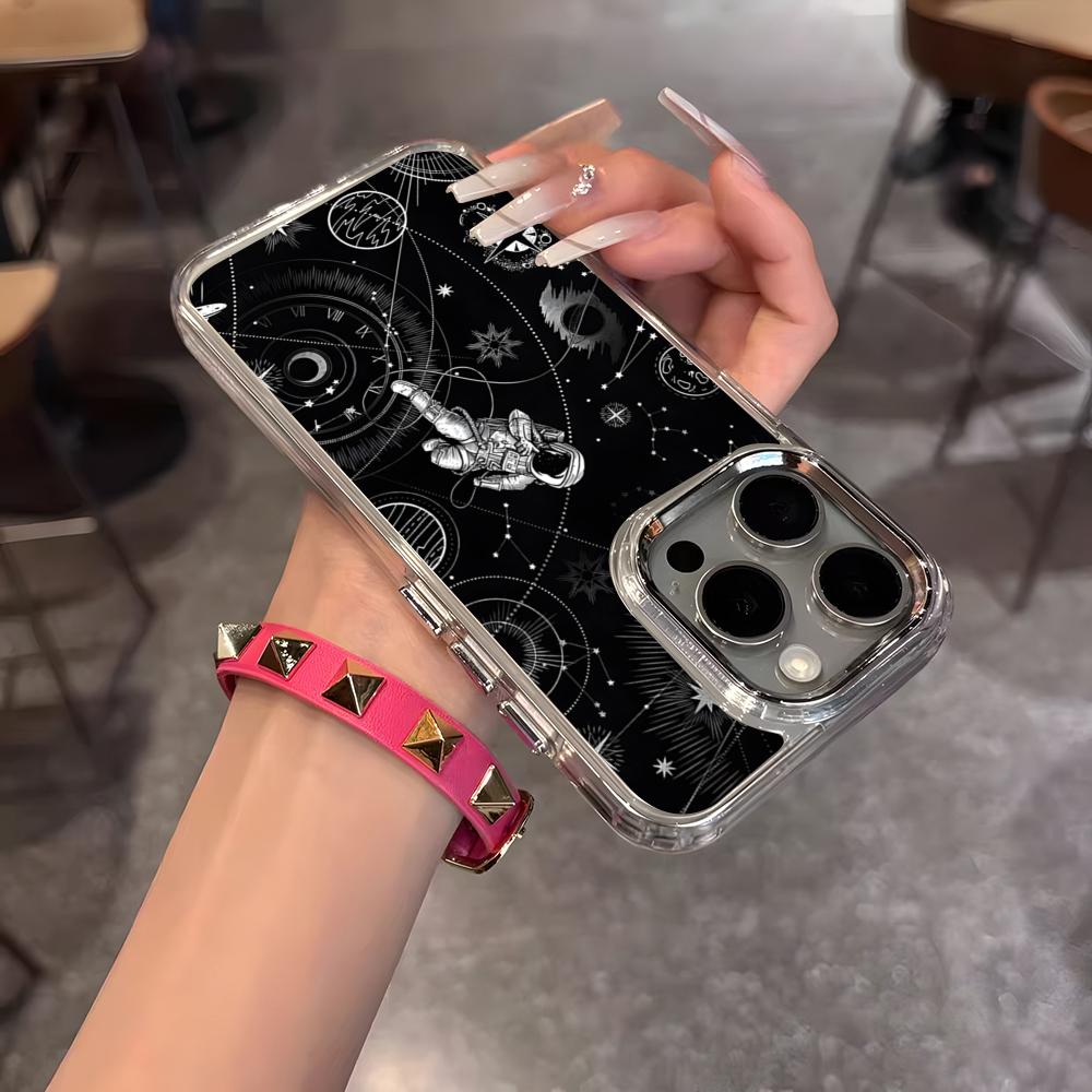 

Чехол для телефона Астронавт, Луна, Звезды для IPhone 17 Air 16 15 14 13 12 11 Pro Pro Max Plus Прозрачный Мягкий Чехол iPhone 14 Plus