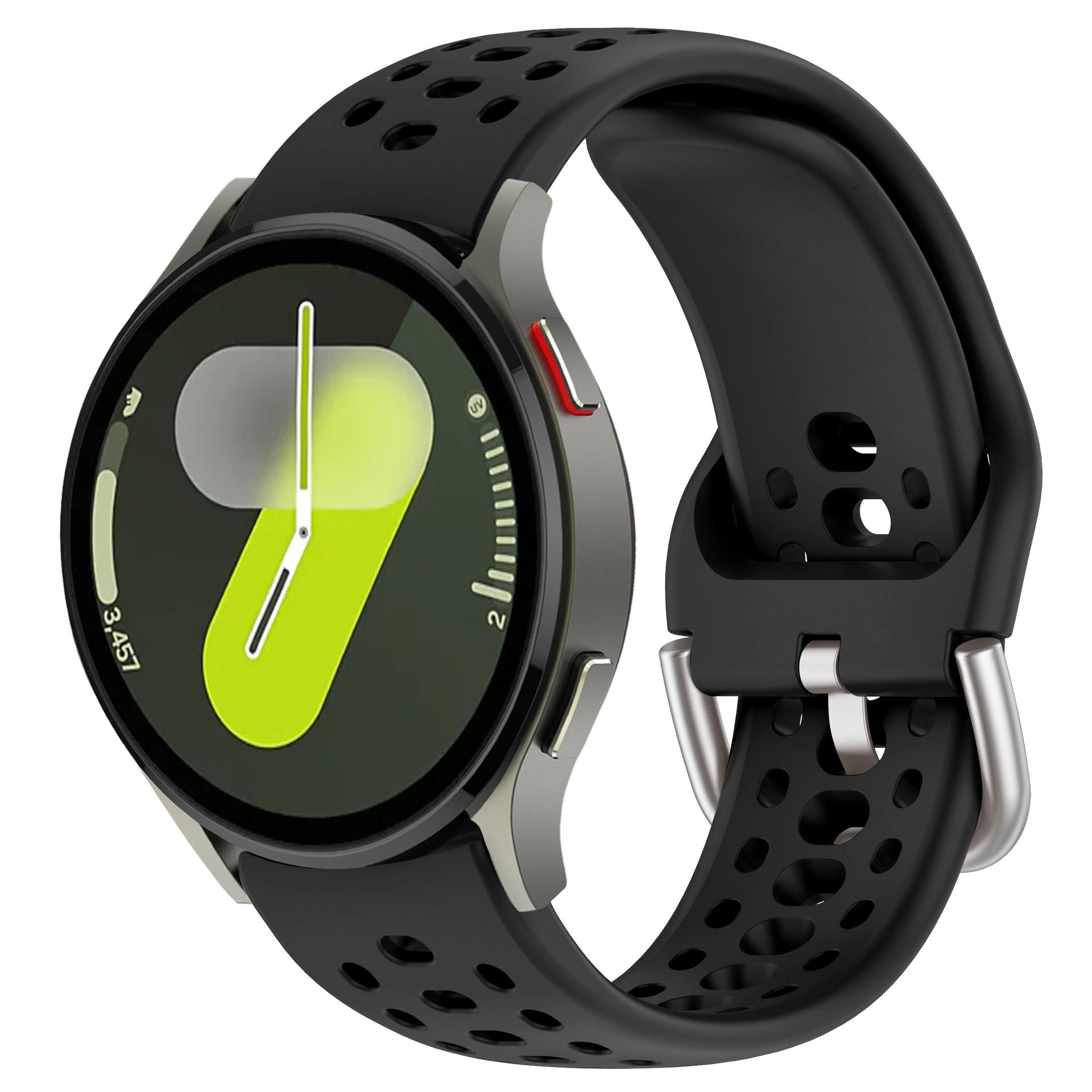 

Silicone Strap For Samsung Galaxy Watch 7 6 5 4 FE 44mm 40mm Sports Breathable Bracelet Wristband Watch 6-4 Classic 47mm 46/43mm Galaxy Watch 7 6 5 4 чёрный