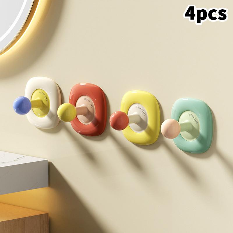4Pcs Dopamine Hook Punch-Free Wall-Mounted Adhesive Hook Kitchen And Bathroom Traceless Hook B