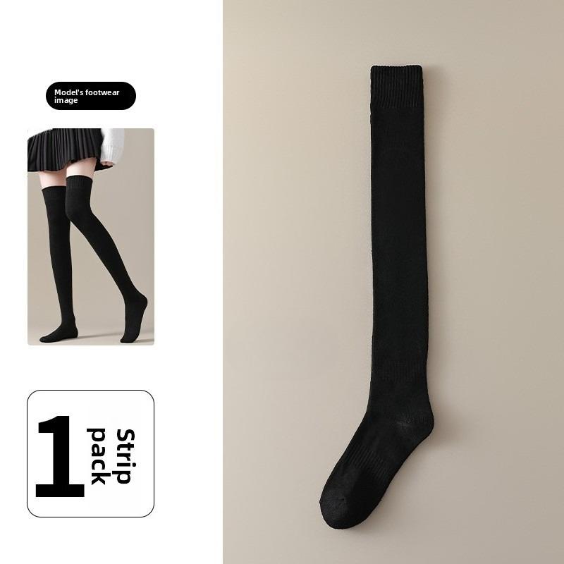 Long Thigh-length Women's Pure Cotton and Fleece Knee-high Knee Support Stockings for Winter - Thigh Socks