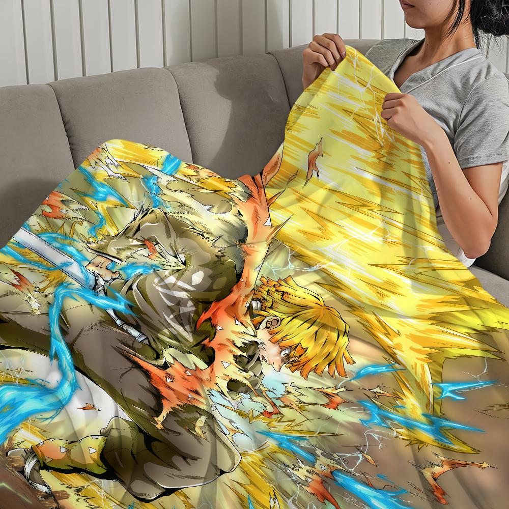 fanart anime cool chibi Z-Zenitsu A-Agatsuma Flannel warm soft plush blanket for sofa living room hogar bedroom travel gift home