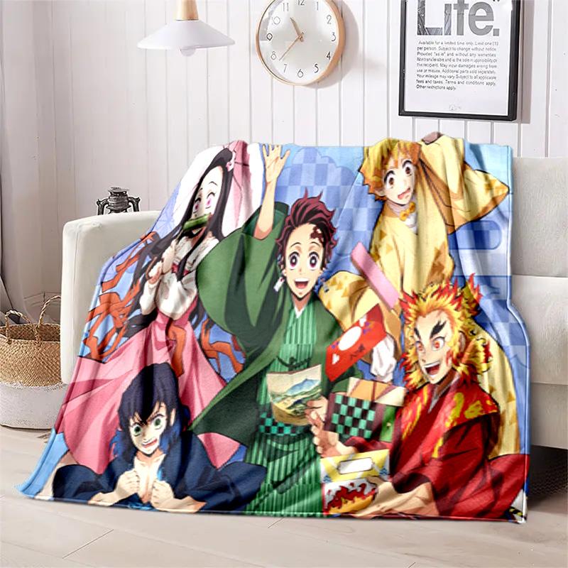 Japanese manga artist Koyoharu Gotouge's Demon Slayer blanket Soft and portable four season home bed, office travel, lunch break, warm blanket K24