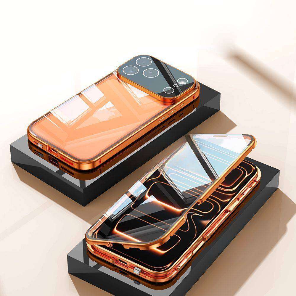 Anti-gluurhoesje voor iPhone 17 Pro Max Air, Dubbelzijdig Gehard Glas, Metalen Frame met Camera Lensbeschermer Telefoon Bumper