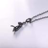 Rockyu Brand Necklace for Women Cat Black Zirconia Sparkly Cute Cat Catch Pendant Finish Elegant Birthday Anniversary Fashion Jewelry Gift