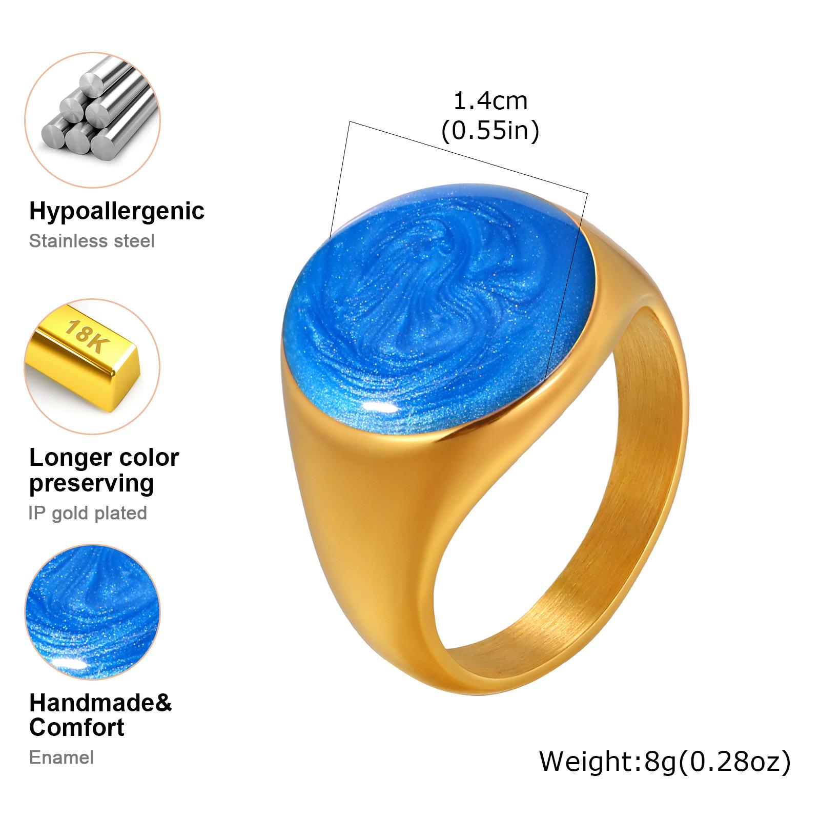 

Chunky Open Twist Stackable Rings for Women, Blue Geometric Bold Enamel Crossover Statement Ring Band Waterproof US Ring Size 07