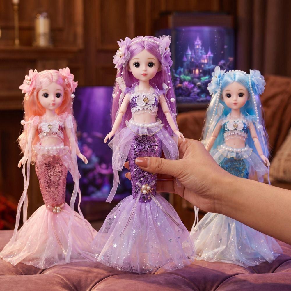 Sequined Mermaid Princess Toy Multi Joints Movable Mermaid Interactive Toys Mermaid Doll Kids Toy
