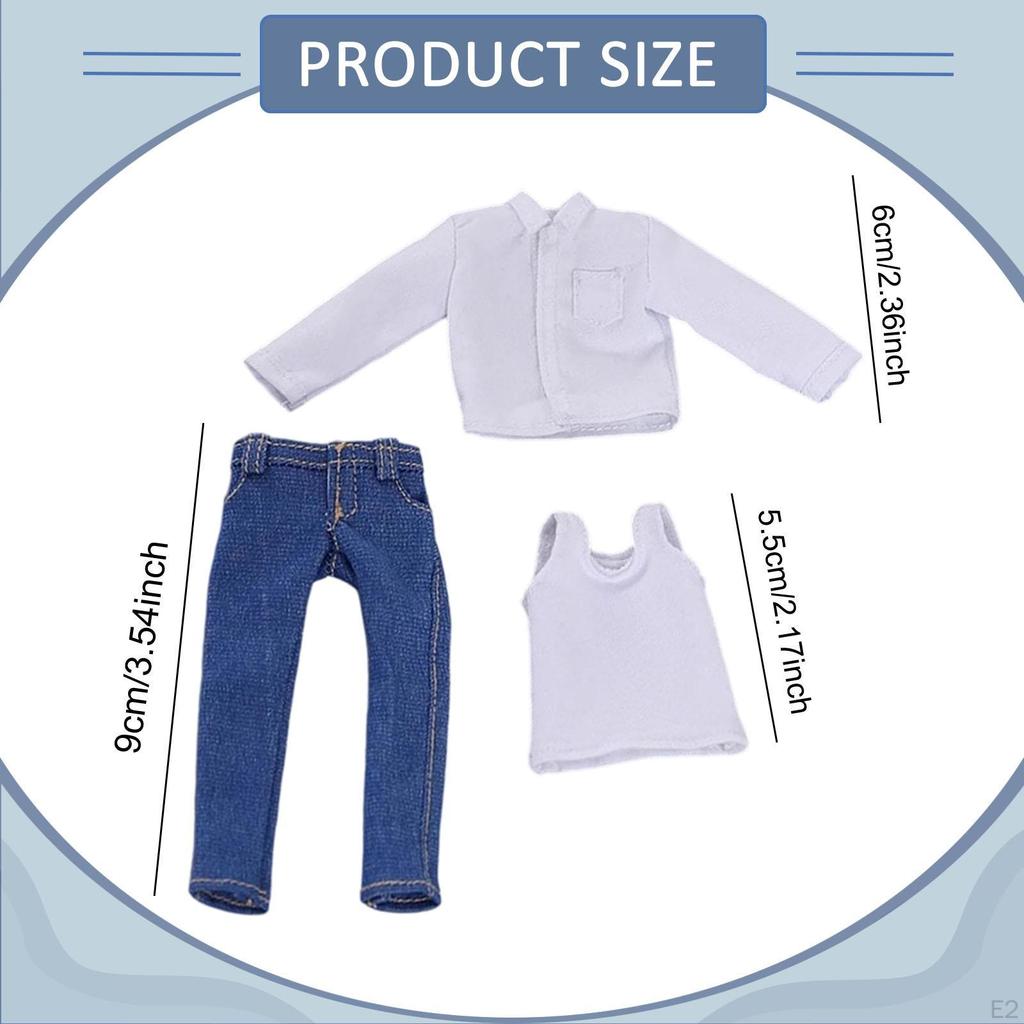 1/12 Male Figure Clothes Vest Shirt and Jeans Accessories Dress up Classic Men's Casual Outfits for