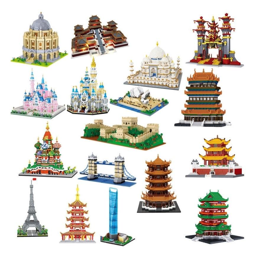 Latest Lezi Small Blocks Chinese Style Architecture Castle Palace Tower Construction Blocks Fun Toys For Children Gifts Girl Present