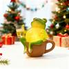 Trinkender Frosch Figur Nachtlicht Sitzend auf Tasse Frosch Dekorative Lampe Harz Statue Figur Heim Büro Schlafzimmer Schreibtisch Ornament