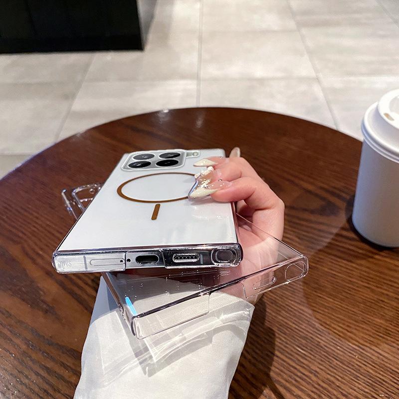 Suitable for Xiaomi 15PRO Mobile Phone Case Transparent Fine Ring Magnetic Absorption PC Anti-fall Xiaomi 15 Hard Shell Protective Case