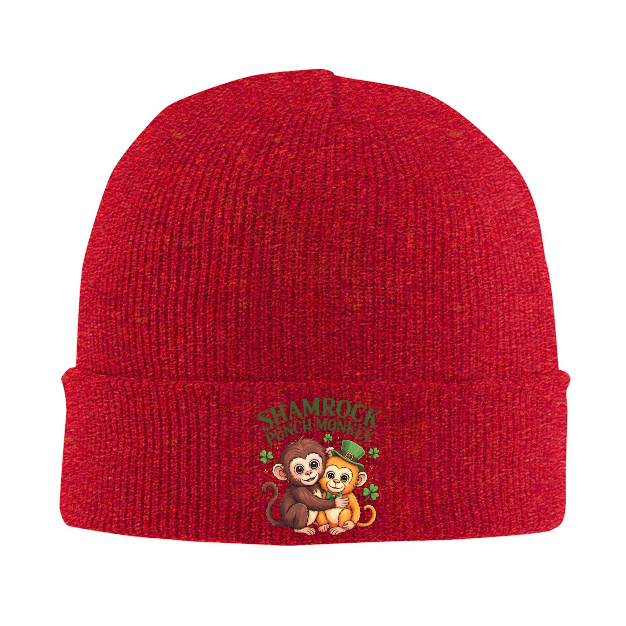 

Monkey Punch Plush Hugging St Patricks Day Knit Hat Beanie Hats Outdoor Warm Soft Men Women Bonnet Hats Winter Caps Gift One Size