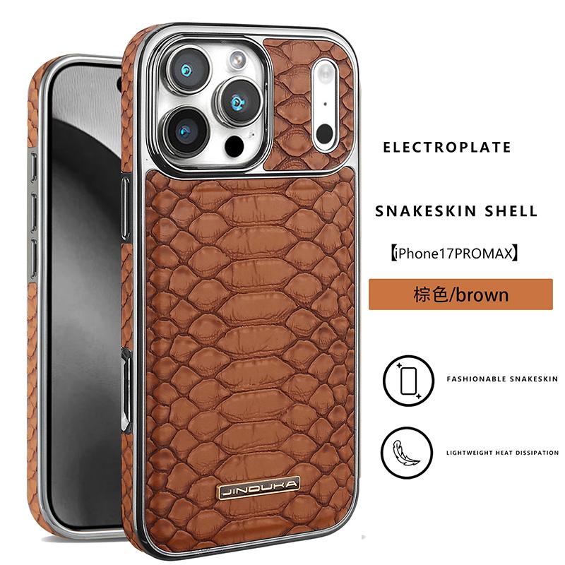 

Case For iPhone 17 16 15 14 13 12 Pro Plus Max Air Luxury Snakeskin Python Pattern Leather Edge Covered Electroplate Cover Shell Artificial leather&iPhone 12 Pro Max