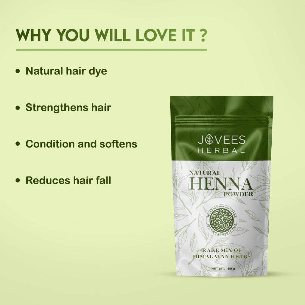 Jovees Herbal Mehandi Henna Powder With Amla Shikakai Brahmi For Hair Conditioning Repair & Hair Fall Control 150g