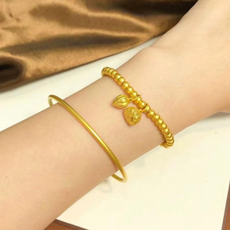 Two Lives of Joy Lotus Pod Gold Bead Bracelet - Simulated Gold Ancient Method, Versatile and Elegant Commuter Accessory