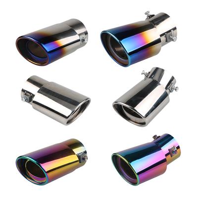 Silenciador de Escapamento Reto 63mm Azul Queimado Garganta Final Tubo de Escape Silenciador de Escape de Aço Inoxidável Peças de Modificação Automotiva 1.5L-2.2L