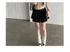 2025 Summer Preppy Black Pleated Mini Skirt with Elastic Waist, Two-Piece Look for Petite Figures