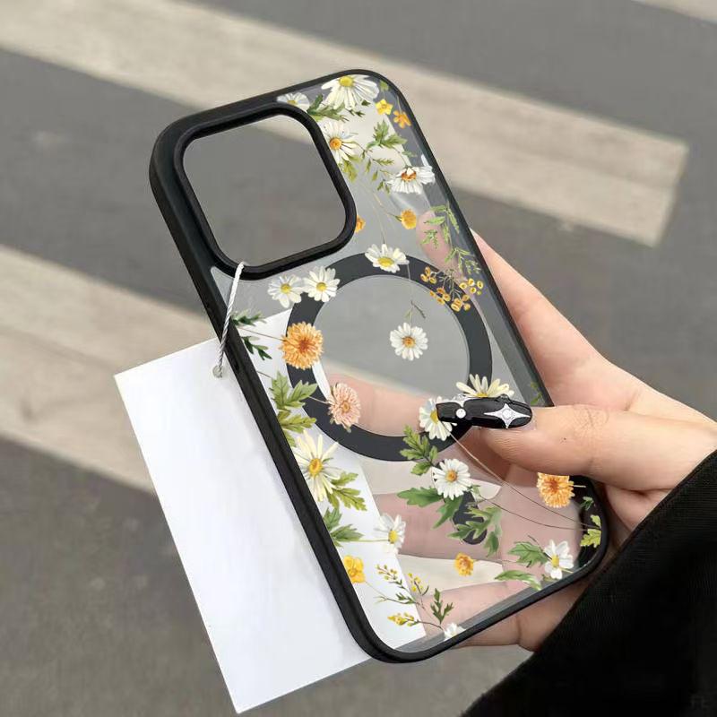Fresh Small Floral For Magsafe Wireless Charging Phone Case for iPhone 17 16 15 14 13 12 11 Pro Max Plus Air 16E Magnetic Cover