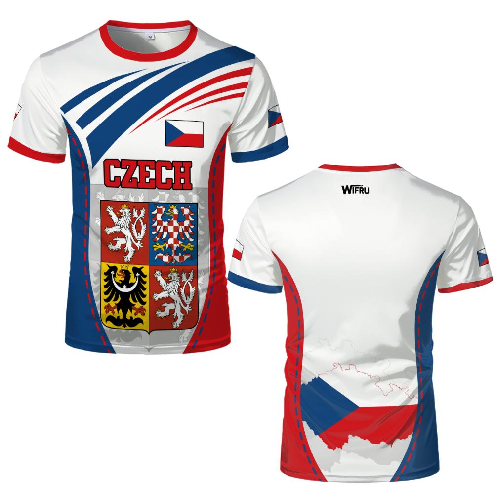 

Czech Republic Flag T-Shirt Czech Republic National Emblem Graphic Tee Men s Women s Outdoor Sports Breathable Football Jersey 6XL