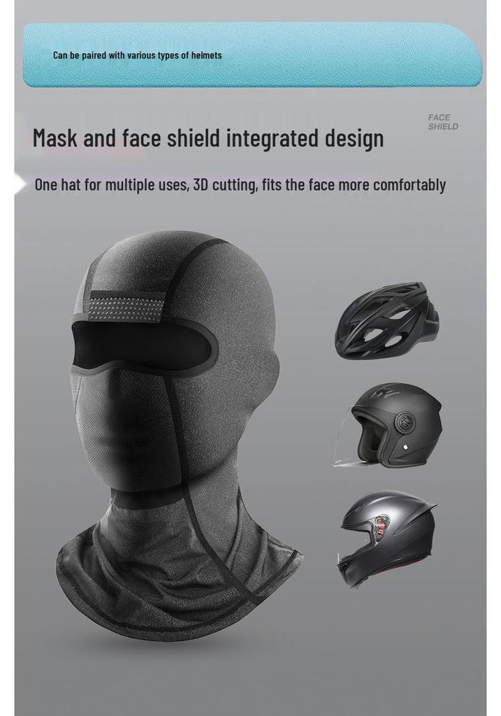 Silicone Non-slip Cycling Helmet Liner & Sun Protection Ice Silk Face Mask