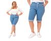 Spodenki Damskie Bawełniane Plus Size Z Wiązaniem Jasno Jeansowe Xxxxl