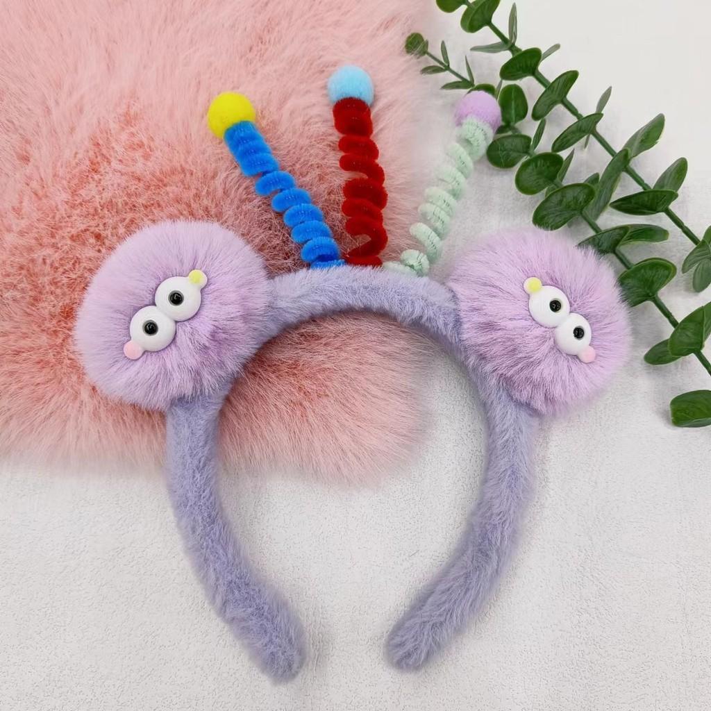 Ручная работа Пушистая повязка на голову Повязка на голову с витым элементом Корейский стиль Милая повязка на голову Purple