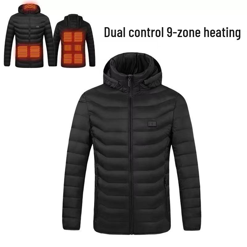 Men's Dual-Control USB Heated Cotton Coat with Nine-Zone Electric Heating