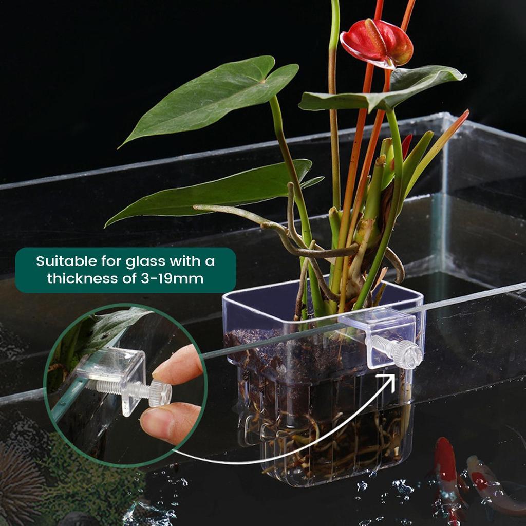 1pcs Plant Holder For Fish Tank Transparent Hangable Pot Cup Aquatic Plant Holder For Fish Tank Hydroponic System Indoor Home
