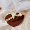 Rose Flower Shark Clip, Mori Shell Flower Leaf Diamond Pearl Gentle Shark Clip Backhead Grab Clip