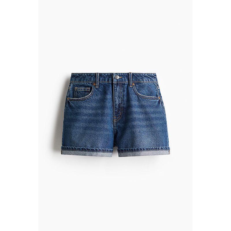 

HM Women s Jeans Summer Lazy High Waist Straight-leg Cotton Comfort and Casual Fold Sexy Shorts 1222120 Denim Blue 005 160/68