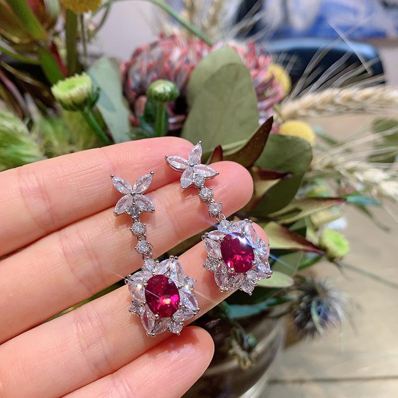 S925 Silver Needle Simulation Paraiba Jewelry Earrings Women's Fashion Luxury