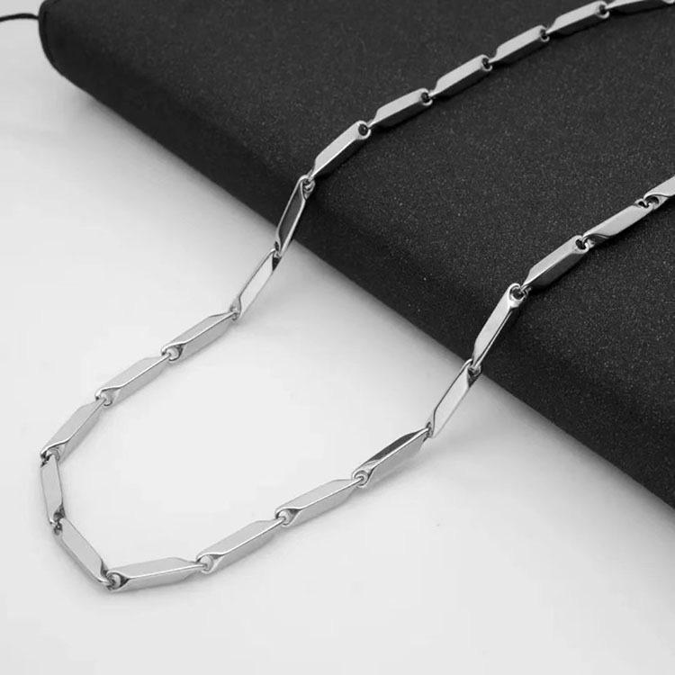Men's Trendy Titanium Bamboo Chain Necklace – Simple, Versatile, Fashionable Hip Hop Style.