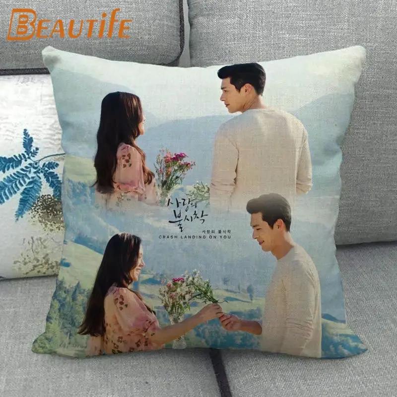 Custom Crash Landing On You Hyun Bin KPOP Pillowcase 45X45cm Wedding Decorative Eco-Friendly Cotton Linen Fabric Pillow Case