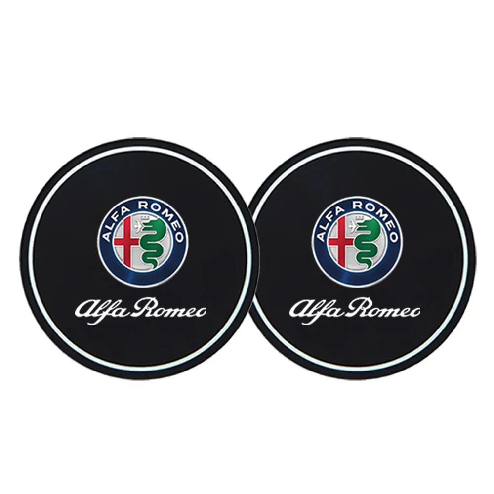 Car Stickers For Alfa Romeo For Alfa Romeo Giulia Stelvio Giulietta Mito Tonale Disco 2Pcs Car Coasters Water Cup Slots Non-Slip QI7