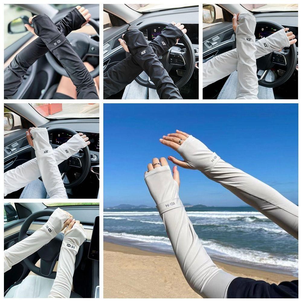 Sun Protection Ice Silk Sleeves Anti-UV Cycling Gloves Breathable Sunscreen Sleeve  Women/men