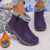 Fashion Furry Snow Boots Women 2025 Winter Retro Thick Bottom Warm Middle-aged Cotton Botas Casual Short Plush Side Zip Mom's Shoes